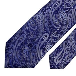 Eton Tie 59.5x3.25 Silk Blue Light Blue Silver Paisley Italy